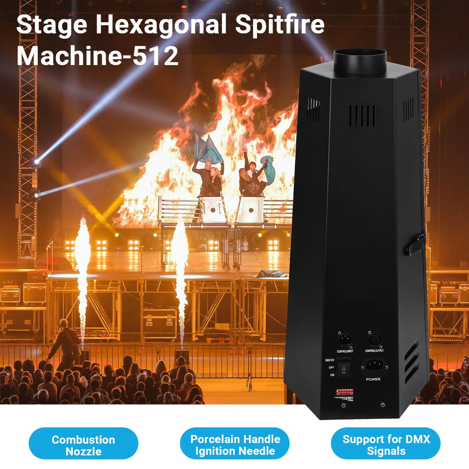 

Stage Effects Flame Machine Stage Flame Campfire Centerpiece For Festival Night Clubs (US Plug)