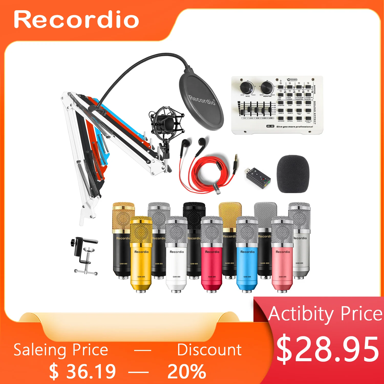 _ BM800 оптовая цена с живым оборудованием набор звуковой карты для дома GAM-800F пения