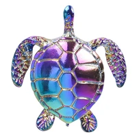 5pcslot alloy rainbow color sea turtle charms pendant accessory jewelry for women diy necklace keychain metal bulk wholesale