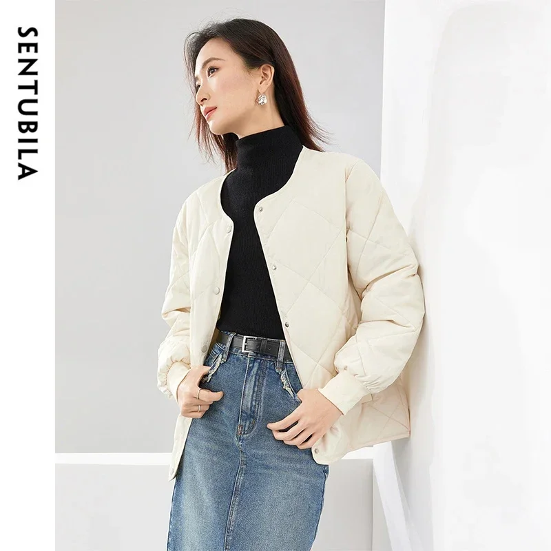 SENTUBILA простая свободная куртка-парка женская зимняя теплая куртка 2024 однотонное