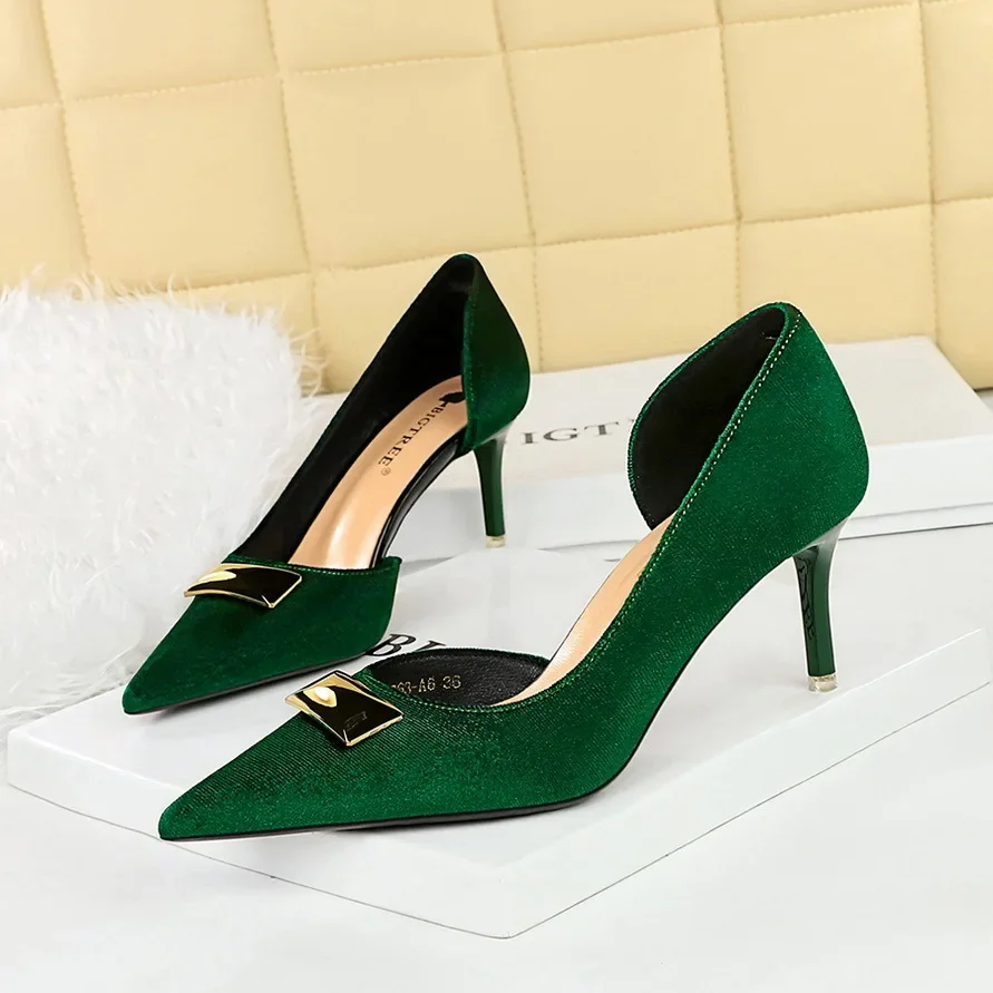 Туфли BIGTREE женские на шпильке 7 см дизайнерские роскошные туфли с металлической