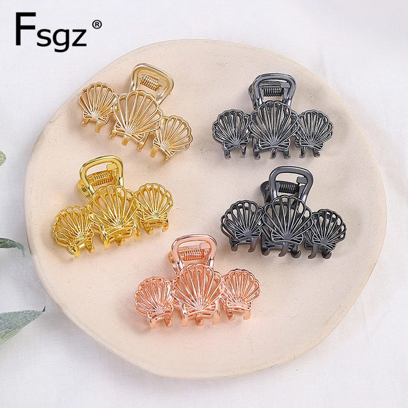 

4.8 Cm Hair Crabs for Women Metal Gold Silver Plating Hair Claw Clips Hollow Out Shell Type Top Hairpins Lover Gift Hair Jewelry