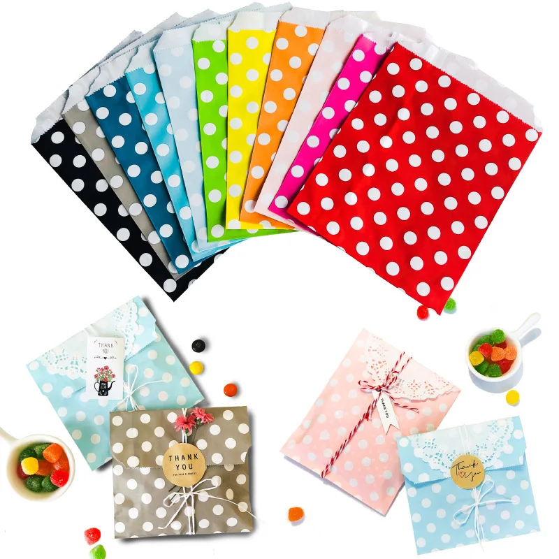 50/100/300Pcs Candy Paper Bags Dots Striped Cookie Packing Bag Party Favor Gift Bag Birthday Treat Bag Christmas DIY Decoration