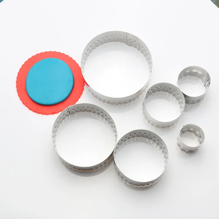 

6Pcs Round Baking Mould Stainless Steel Biscuit Double-Sided Cutter Steamed Bread Mold Fruit & Vegetable Polymer Clay Tools