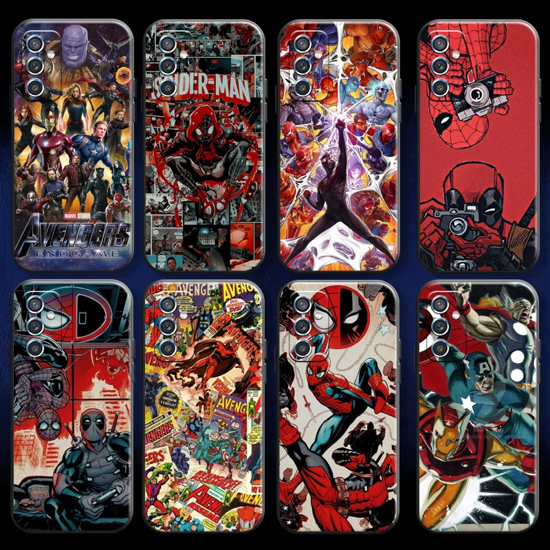 

Marvel Spiderman Comics For Samsung S8 S9 Plus S10 S10E S20 S21 FE Lite Ultra Plus Phone Case Carcasa Funda Liquid Silicon Back