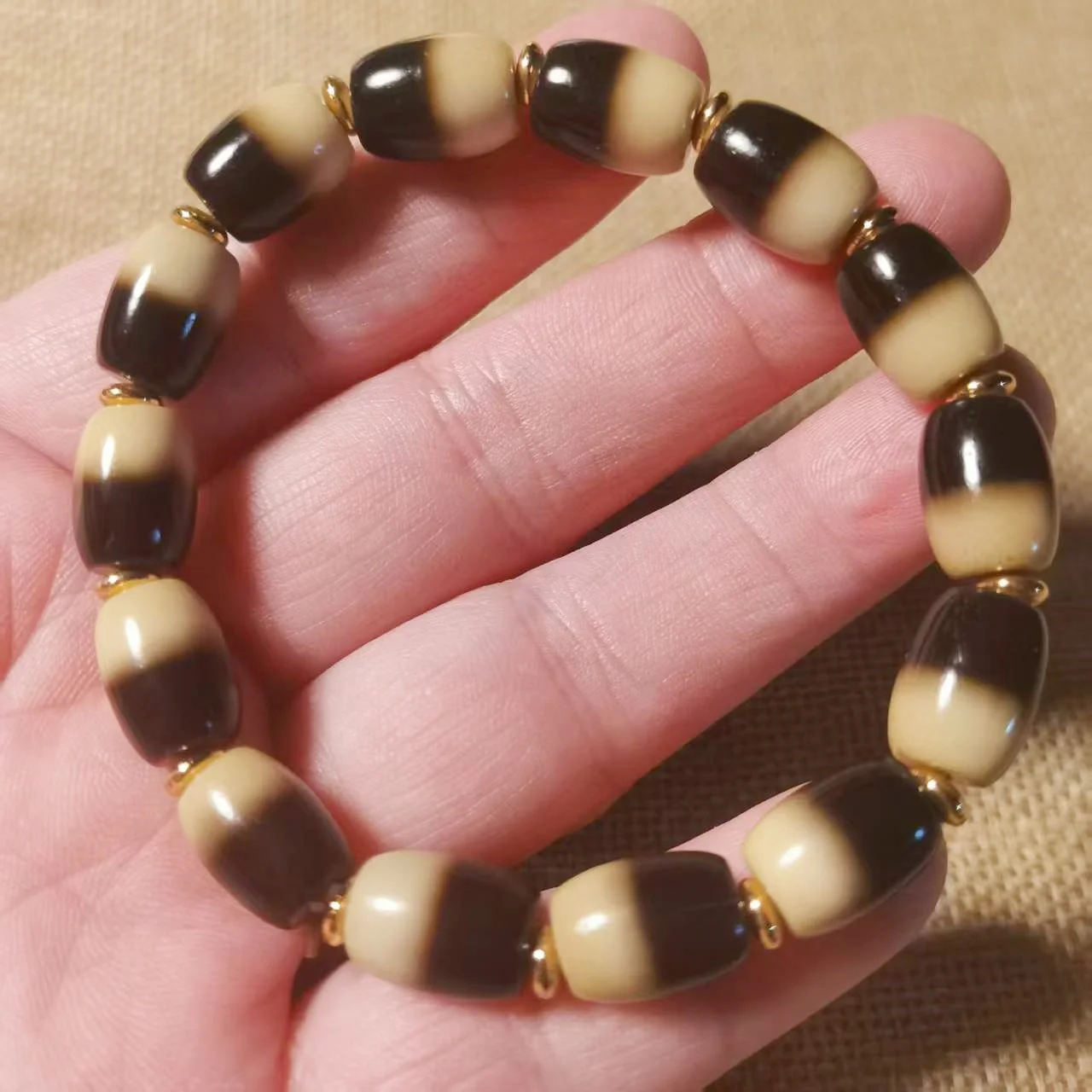 Цвет слоновой кости бусины Дзи браслет полоски тотемы натуральный агат Цзи