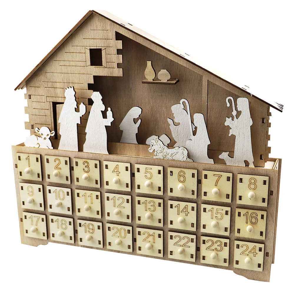 

1Pc Wooden LED Christmas Calendar Home Decor Creative Calendar Desktop Calendar for Xmas Decor Home