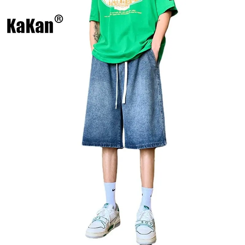 Kakan - Summer New Vintage Denim Shorts Men's Wear, Relaxed Casual Versatile Capris Jeans K24-KJ502