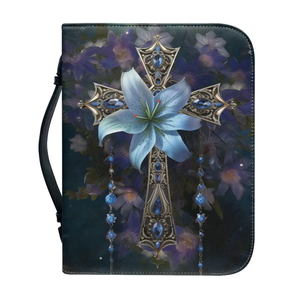

New Bible Bag Cross Pattern Bible Case Holy Cover Carry Case Handbag Handle Zippered Pocket Book Journaling Protect