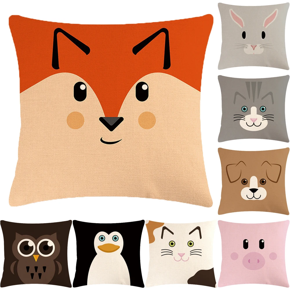 

Cartoon Animal Cushion Cover Kids Room Decor Pillowcase Modern Home Decor Peach Skin Pillowcase
