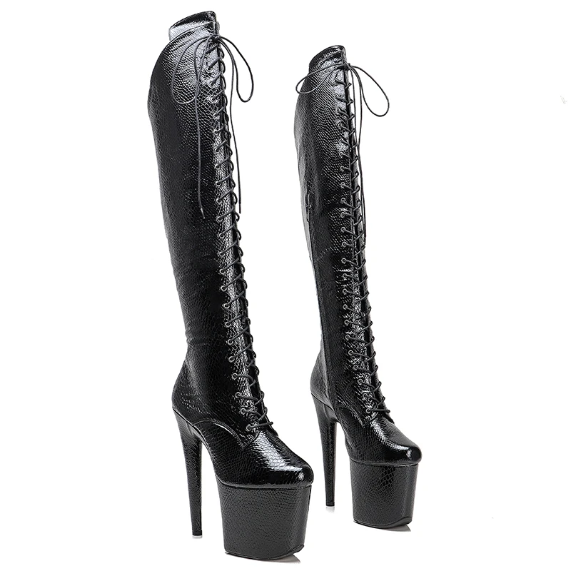 Leecabe  20CM/8inches Pole dancing shoes High Heel platform Boots closed toe Pole Dance boots