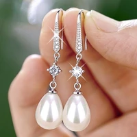 aesthetic long hanging earrings for women temperament imitation pearl earrings wedding party birthday gift trendy jewelry