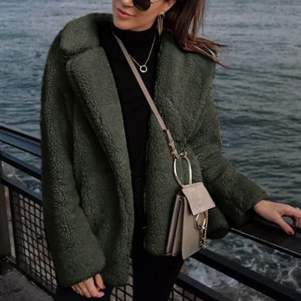 Women's Leather Fur Coat Faux Cashmere Coat Faux Fur Coat