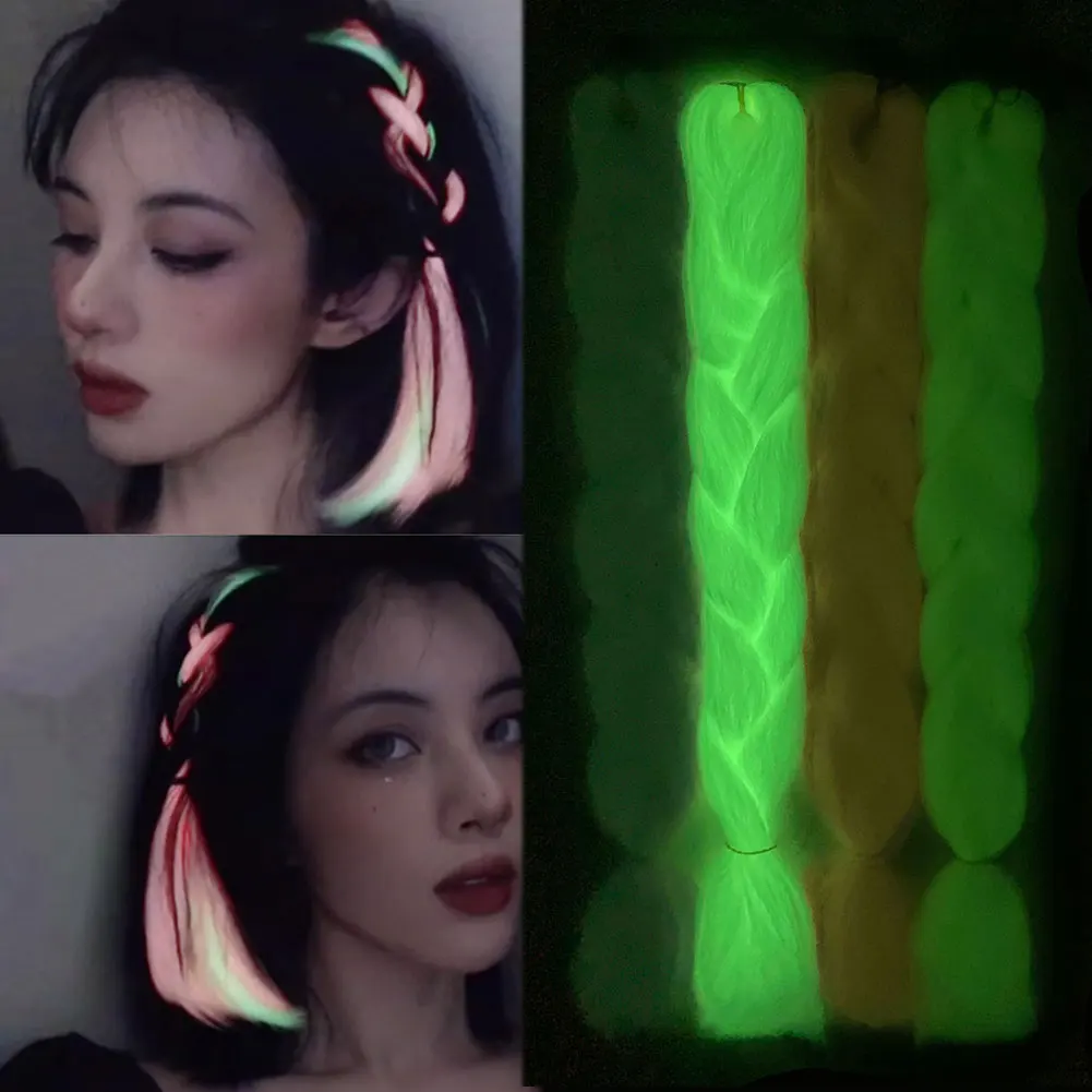 Блестящие волосы 24-дюймовая коробка для вязания крючком плетеные светящиеся в