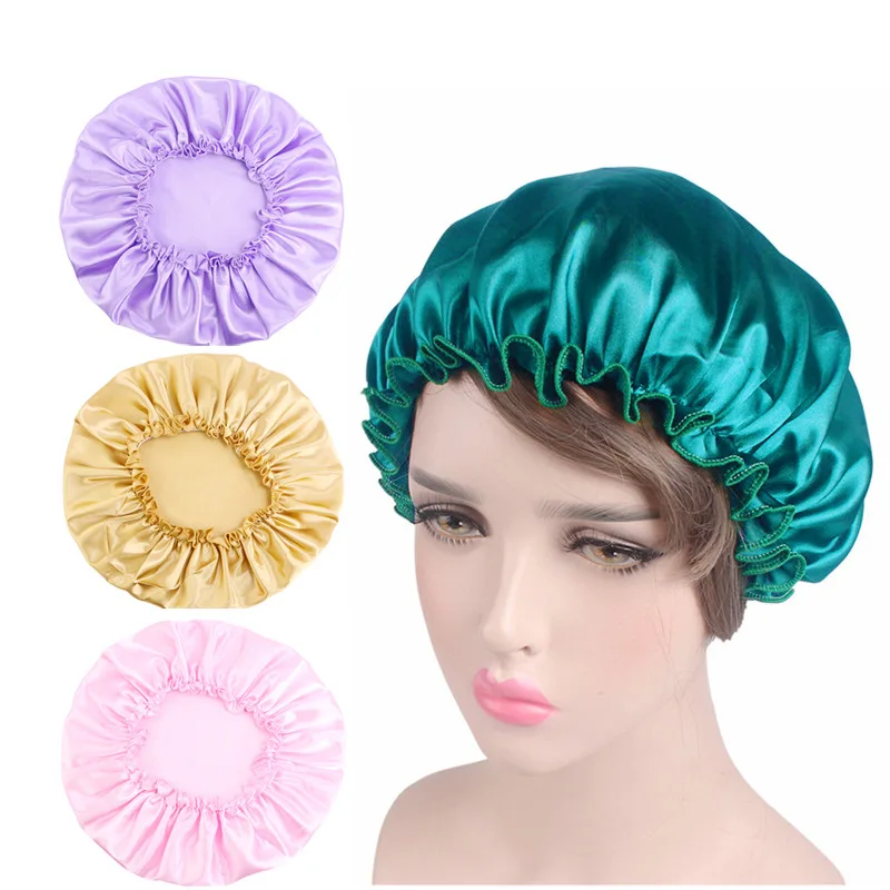 

Beauty salon cap satin Sleep Night Cap Head Cover Bonnet Hat for For Curly Springy Hair