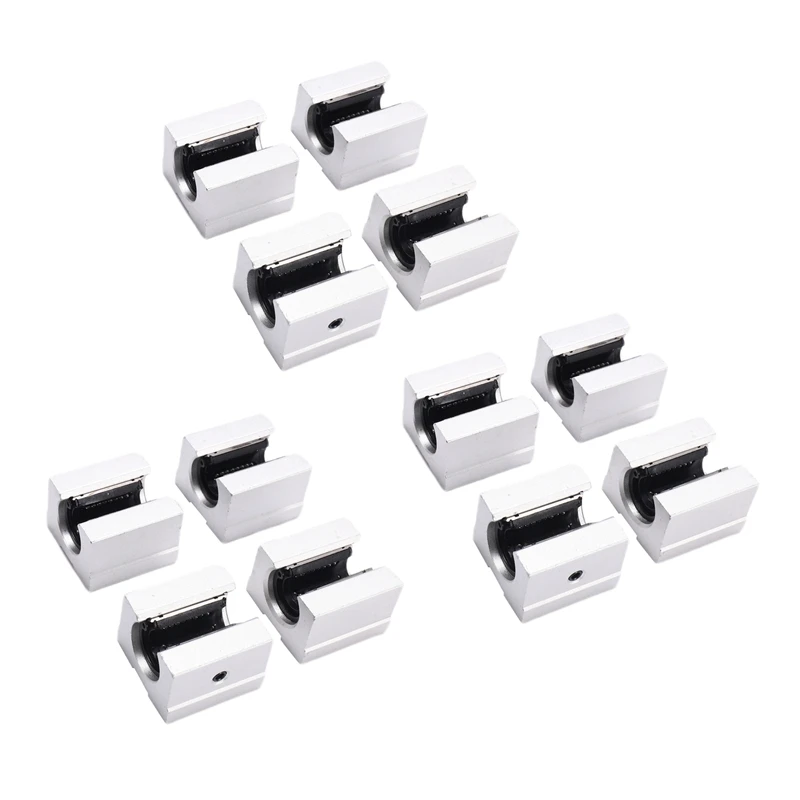 

12 x SBR12UU 12mm Aluminum Linear Motion Router Bearing Block, Silver