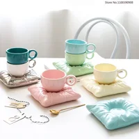 Nordic Colorful Ceramic Milk Tea Mug Office Cups Drinkware Creative Ice Cream Macaron Pillow Bag Coffee Cup Sets Ceramic Mug