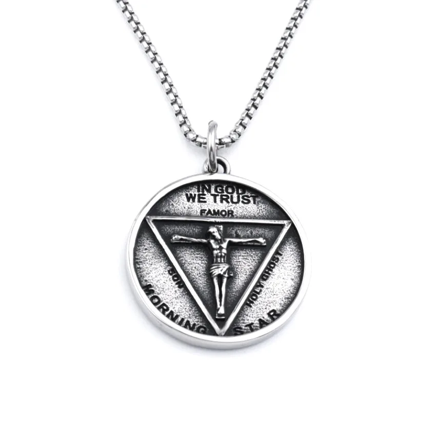 Vintage Easter Jesus Cross Pendant Necklace Men Women Stainless Steel Satan Goat Skull Necklace Fashion Gothic Jewelry Gift images - 6