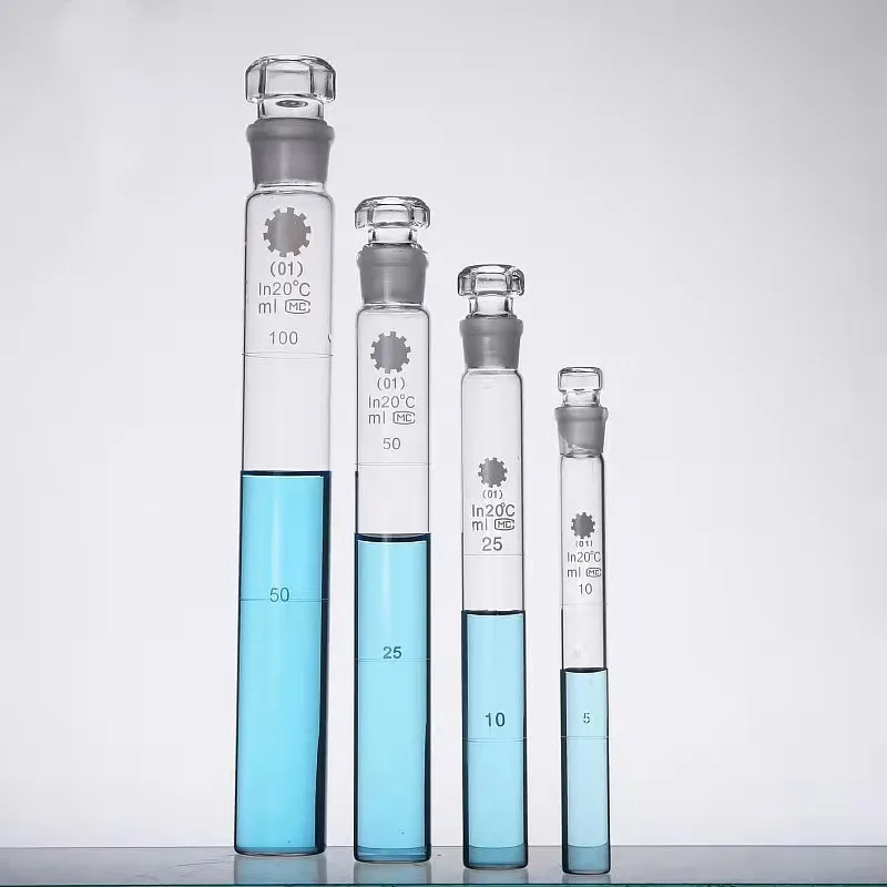 

2pcs/lot 10ml 25ml 50ml 100ml Glass Colorimetric tubes with Glass Stopper For laboratory experiment