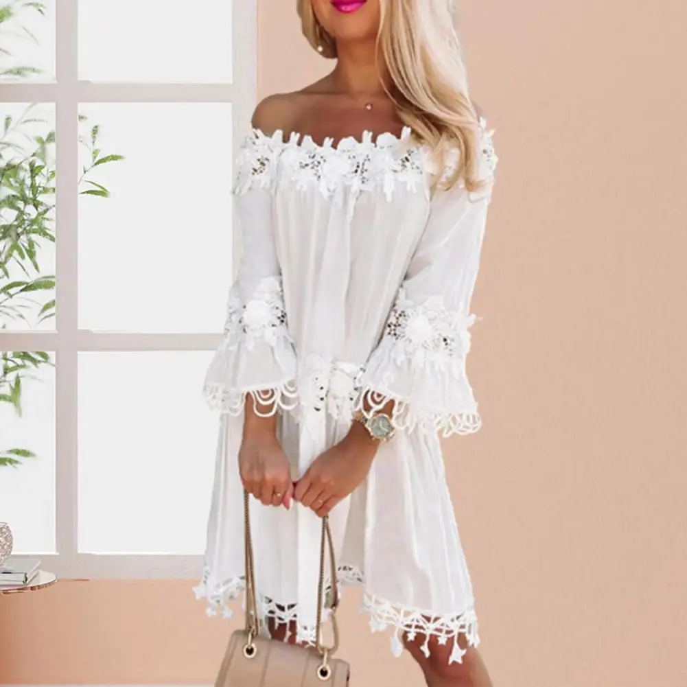 

Soft Women Dress White Beach Dress Solid Color Women Summer Casual Slim Dress Streetwear