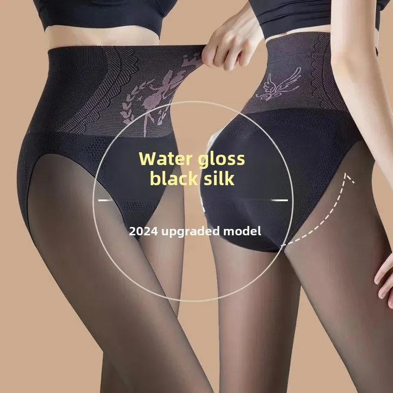 Черные шелковые чулки больших размеров с высокой талией женские весенне-осенние