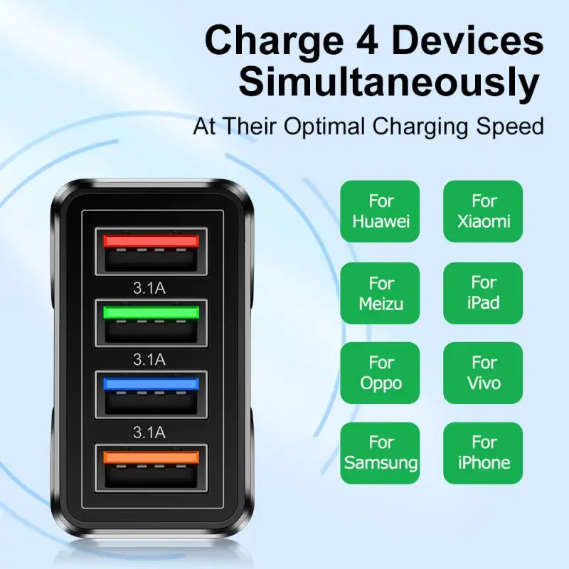 

Зарядное устройство для мобильных телефонов с 4usb-портами, 3,1 А