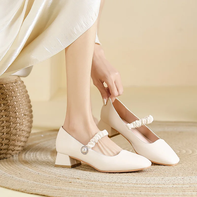 

Туфли-лодочки женские на высоком каблуке, натуральная кожа, квадратный носок, без застежки, обувь для отдыха