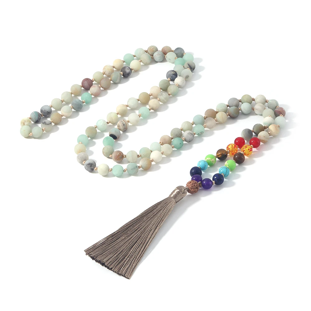 Ожерелье из 7 Чакр OAIITE классическое модное ожерелье 108mala натуральный Амазон