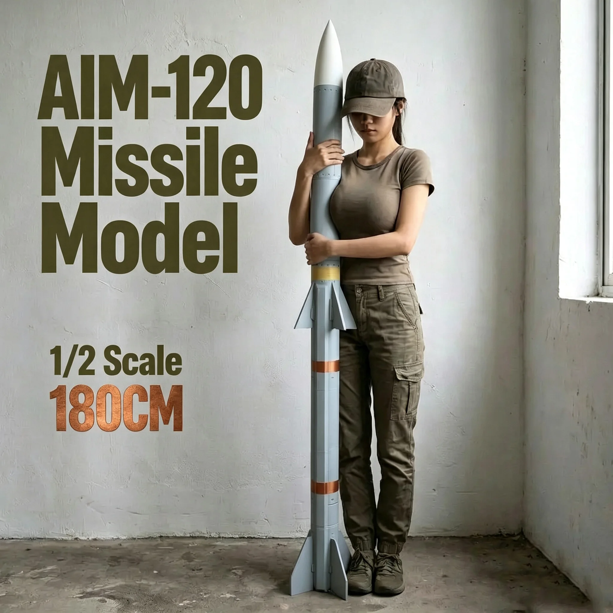 Фото Масштабная модель 3D-печатной ракеты AIM-120 ВВС США (1:2) для коллекционеров и любителей военной техники, демонстрационный образец №1