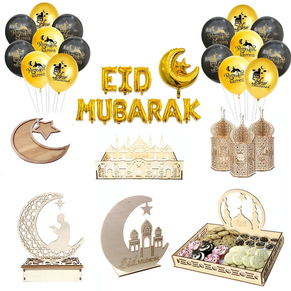 

Hand Carved Ramadan Wooden Dinner Plate Eid Mubarak Ramadan Table Decoration Dessert Tray Holiday Party Supplies Ornament