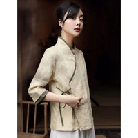 chinese vintage blouse women cotton linen cheongsam shirt qipao traditional chiffon chinese hanfu oriental tang suit zen clothes