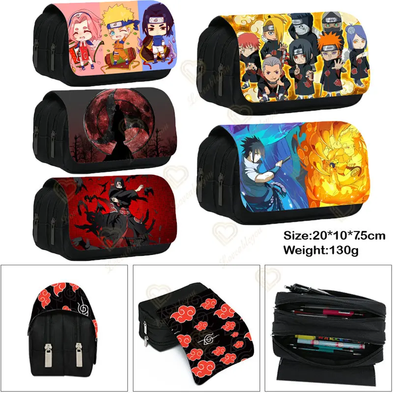 

NARUTO Pencil Case Cartoon Cartoon Pen Holder Double Zipper Pencil Case Stationery Bag Men and Women Universal School Season