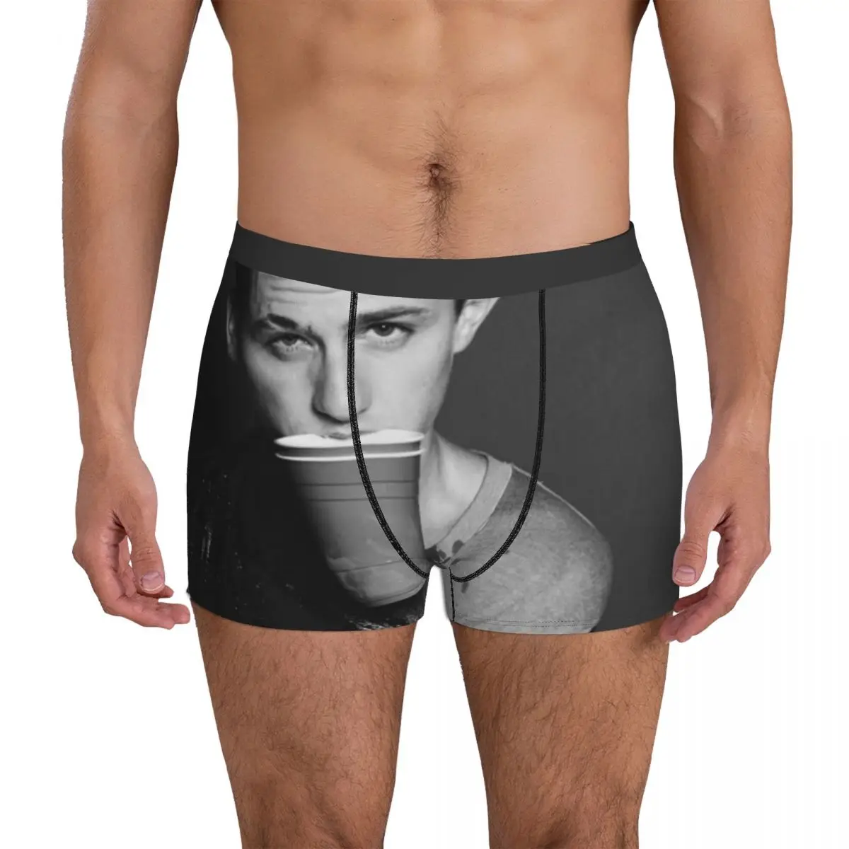 Design Charlie Puth Photo Underwear art bite cup sexy man singer Print Boxershorts High Quality Male Underpants Elastic Shorts