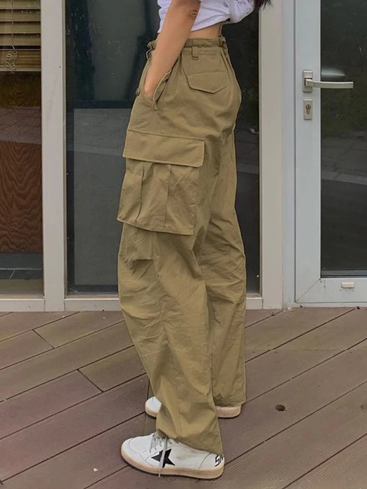 

High Waisted Denim Trousers Harajuku Wide Leg Baggy Jeans Vintage Pockets Women Punk Fashion Casual Loose Pants