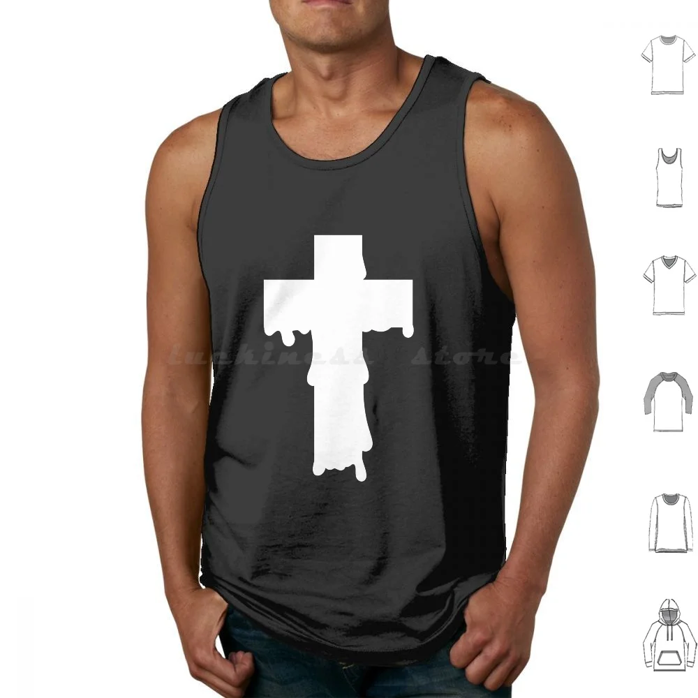 

Melty Cross White Tank Tops Print Cotton Cross Gothic Goth Goth Kid Pastel Goth Gothic Lolita Melty Cross Melty Drip