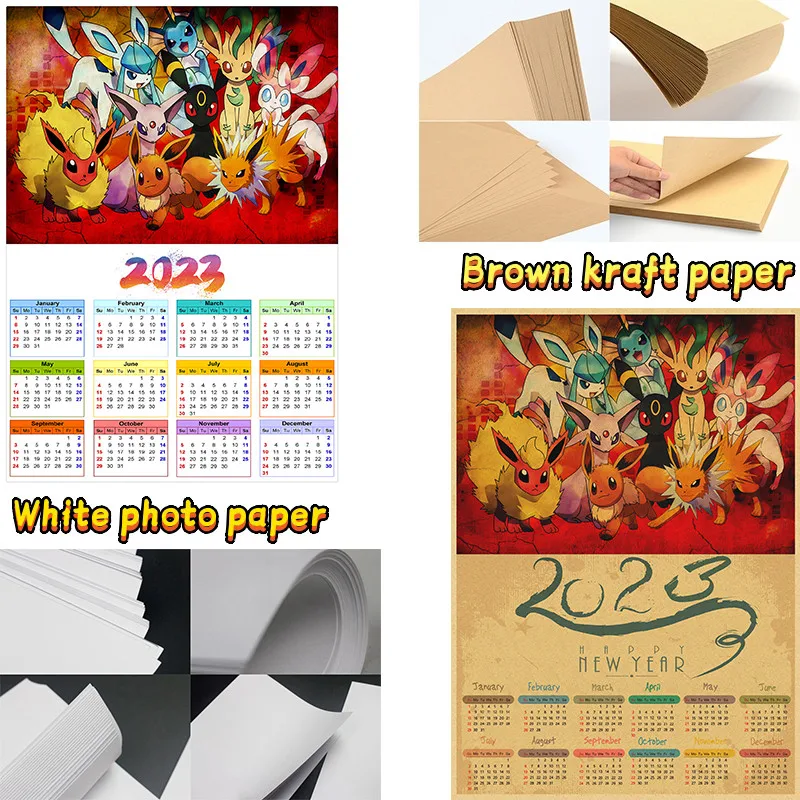 2023 календарь анимационная игра белая фотобумага коричневая крафт-бумага бар