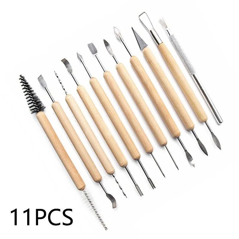 

11pcs Clay Sculpting Kit Sculpt Smoothing Wax Carving Pottery Ceramic Tools Polymer Shapers Modeling Carved Tool for Beginner