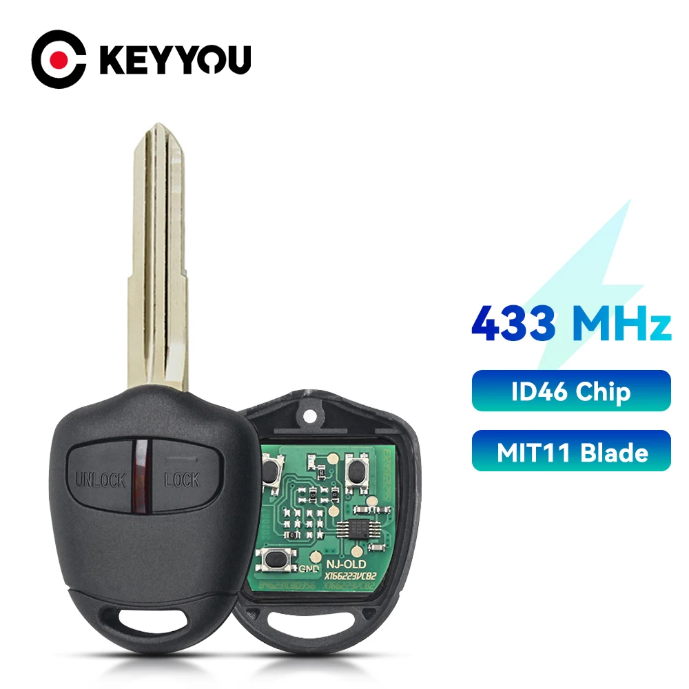 

Автомобильный Дистанционный Ключ KEYYOU С 2 Кнопками, MIT11R, 434 МГц, С Чипом ID46, Совместимый С Mitsubishi Lancer, Grandis