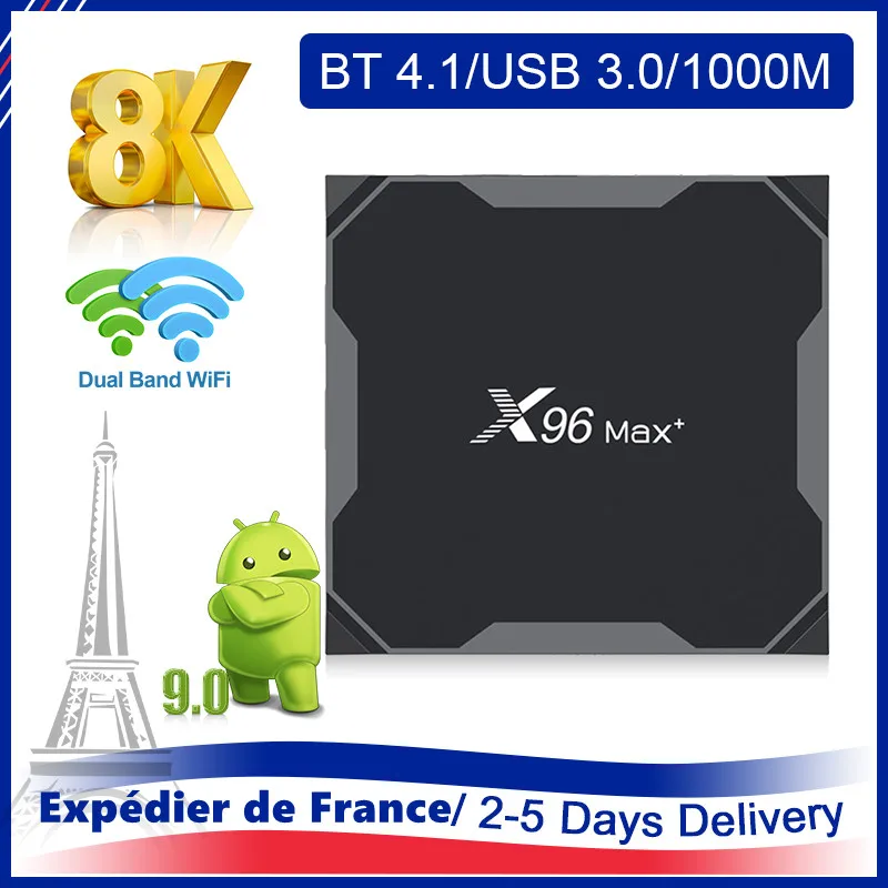 

Приставка Смарт-ТВ X96 Max plus, Android 9,0, Amlogic S905X3, 4 + 64/32 ГБ, Wi-Fi, BT, 1000 м, H.265, 8K