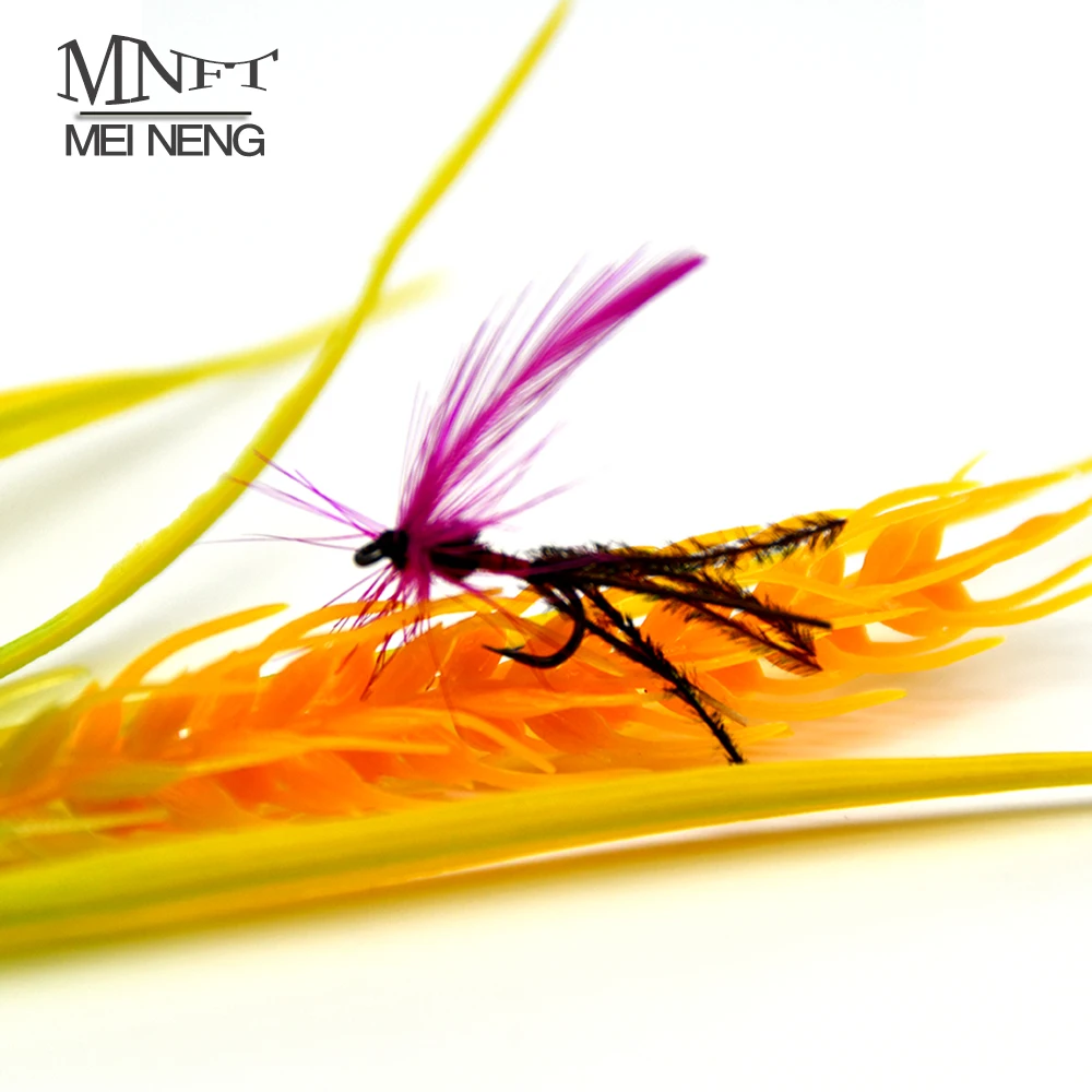 

MNFT 10 шт./упак. 10 #, шелковое платье с принтом павлина, хвост форели Grayling Рыбалка Мухи Влажные Fly фиолетовый борода длинные хвост принц Нимфа му...