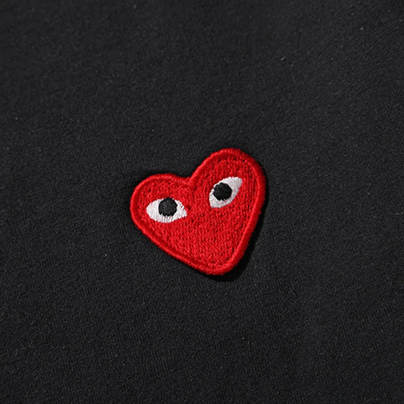 Men Women Short-sleeved T-shirt Cotton Heart Eye Embroidery Back Camouflage Dot Love Print O-neck Straight Summer Unisex |