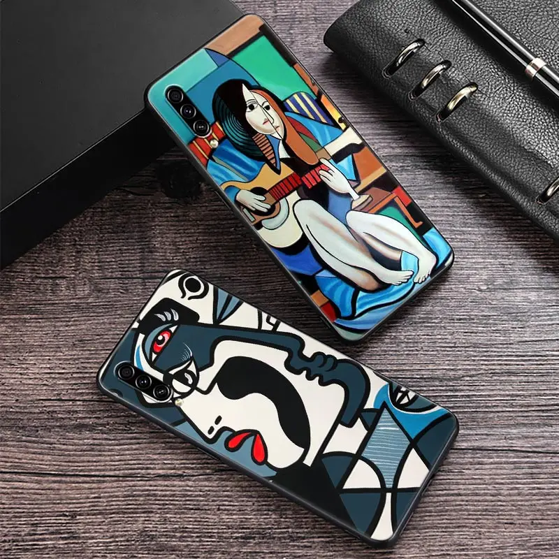 

Phone Case For Samsung Galaxy A30 A30S A50 S A20E A20 A40 A70 A10 E Note 9 10 20 Ultra Black Cover Abstract Art Painting Picasso