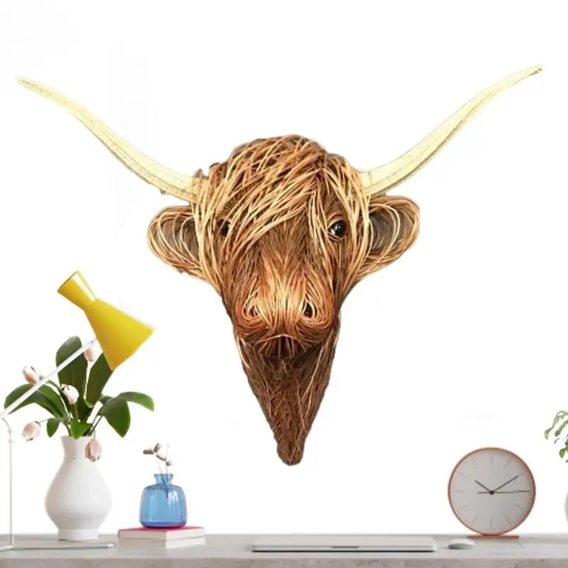 

Декор для стен в фермерском стиле, орнамент из смолы в стиле Highland Cow, коллекционные настенные украшения в виде животных для коллекции, Реалистичная голова коровы