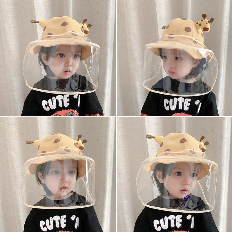 

New Cotton Baby Girl Anti-Droplet Hat with Protection Mask Hats Cute Animal Sun Hat Cartoon Dot Cartoon Cap 6M-24M