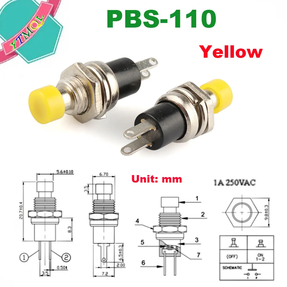 100 шт. NC/NO нормально открытый закрытый мгновенный кнопочный переключатель с