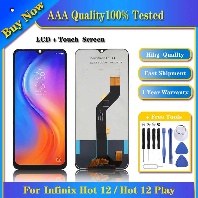

100% Tested TFT LCD Screen For Infinix Hot 12 / Hot 12 Play X6817 / Note 12i with Digitizer Full Assembly Replacement Phone