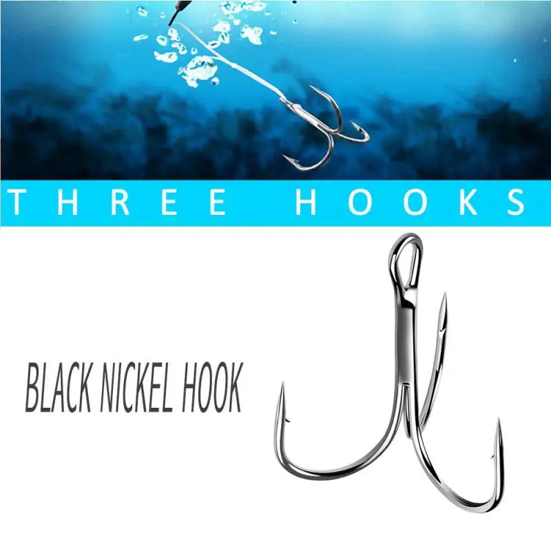 

50pcs Fishing Treble Hook Black Sharp Triple Hooks Stainless Steel Fishhook 2 4 6 8 10 Pesca Iscas Carp Bass Fish Tackle Tool