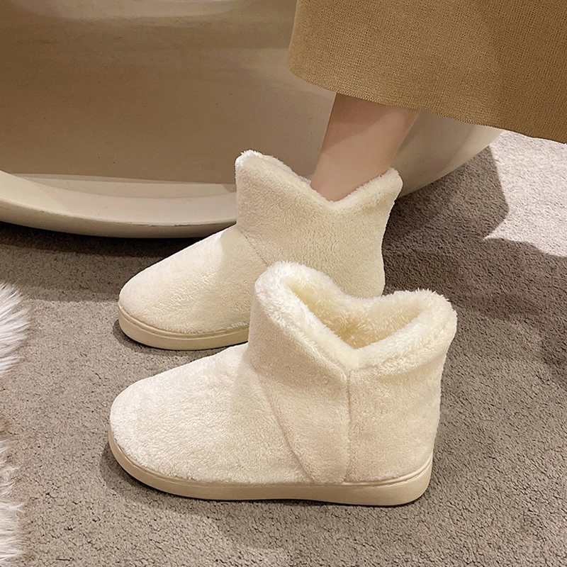 

Lady Boots Flat Heel Plush Australia Women's Shoes Platform Round Toe Winter Footwear Med Fur Snow Clogs 2022 Ankle PVC Lace-Up