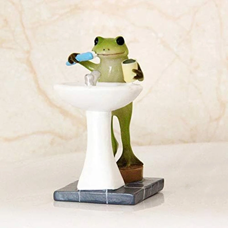 

Миниатюрная фигурка животного в виде лягушки для сада, прочная сказочная скульптура для чистки зубов в ванной комнате
