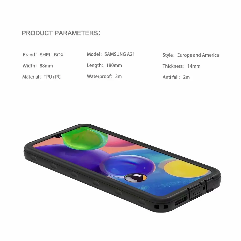 New Ip68 Waterproof Case For Samsung Galaxy A21 Dust-proof Shockproof Case 10 Ft Water Resistant Defender Cover Dustproof Tpu+pc